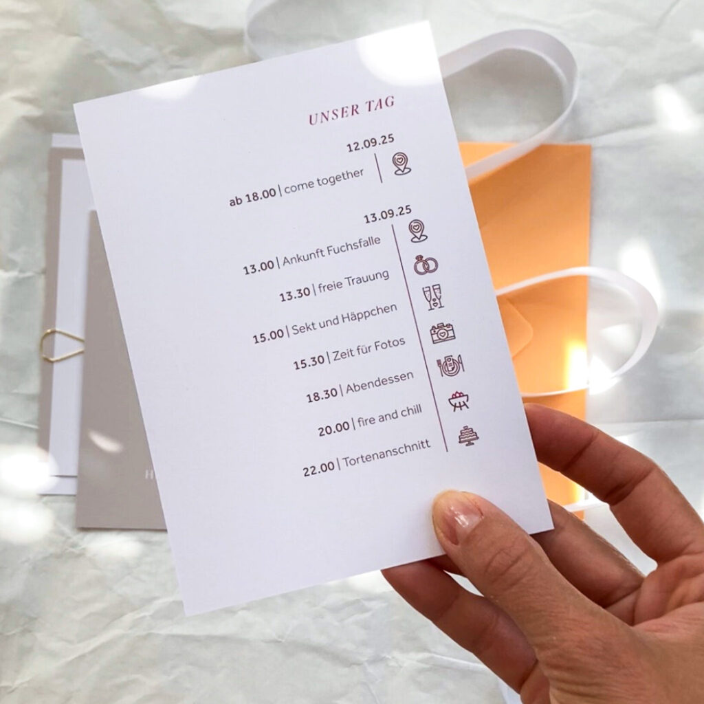 Hochzeit Einladung Ablaufplan