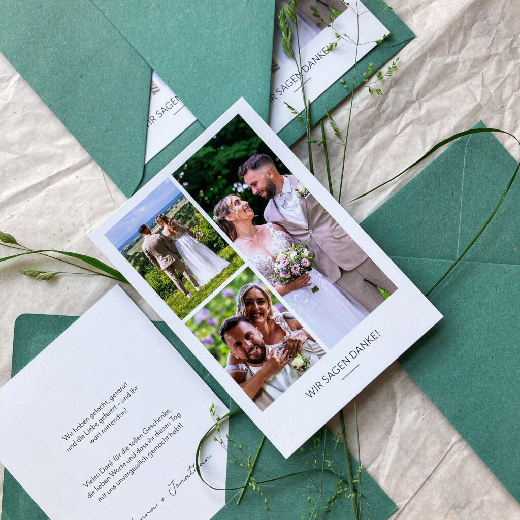 Hochzeitspapeterie Dankeskarten